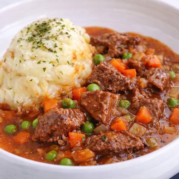 Beef Casserole, Mash & Braised Cabbage